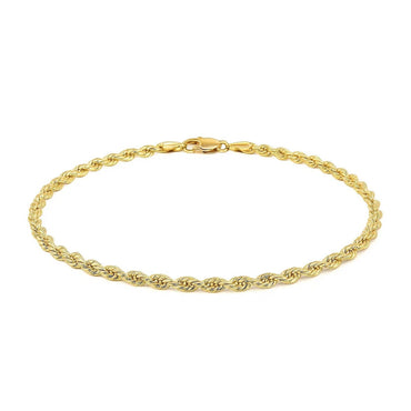 10k Yellow Gold Solid Diamond Cut Rope Bracelet (2.50 mm)