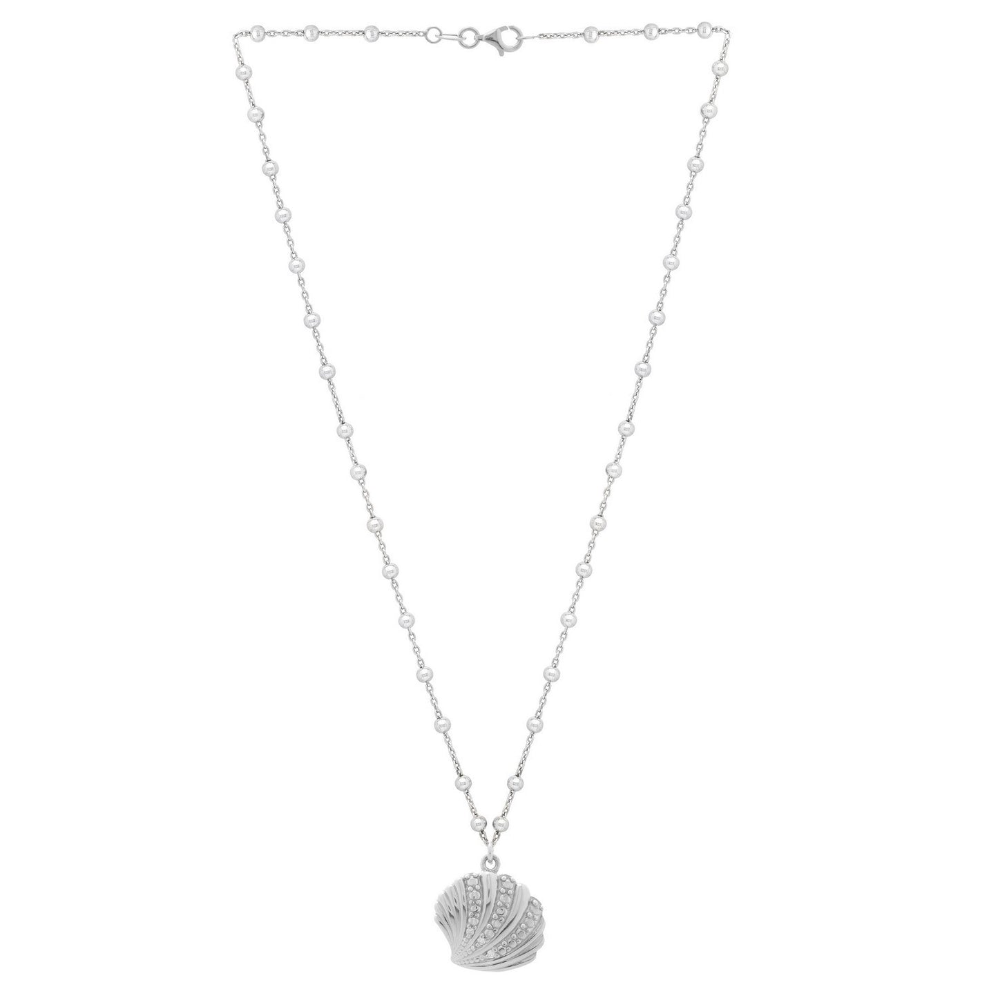 Sterling Silver Rhodium Plated Sea Shell Necklace