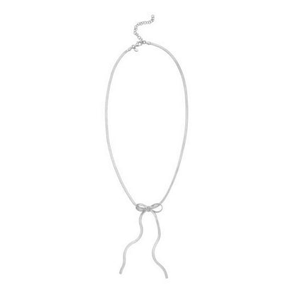 Sterling Silver Rhodium Plated Snake Bow Necklace