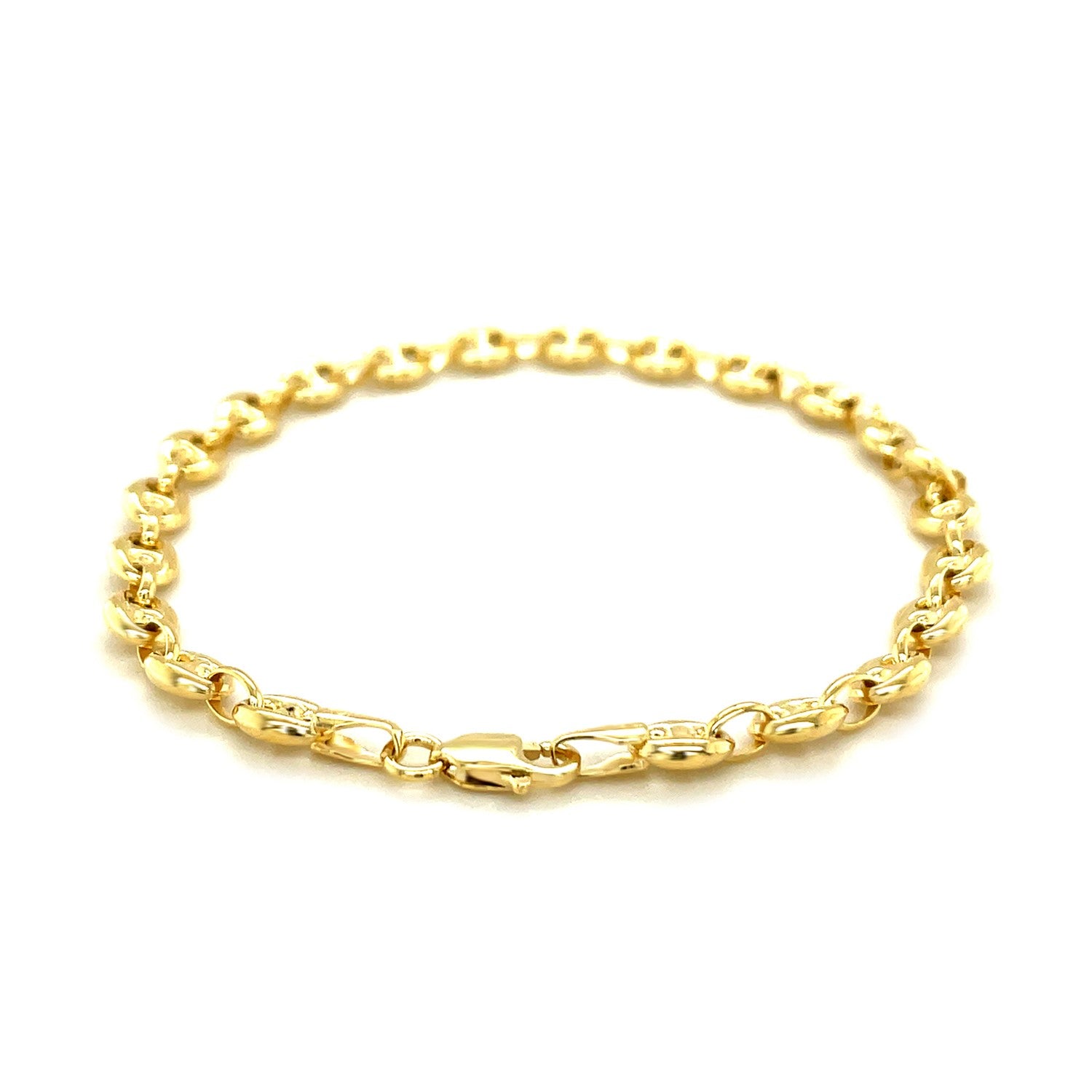 4.7mm 14k Yellow Gold Puffed Mariner Anklet - Peelerie