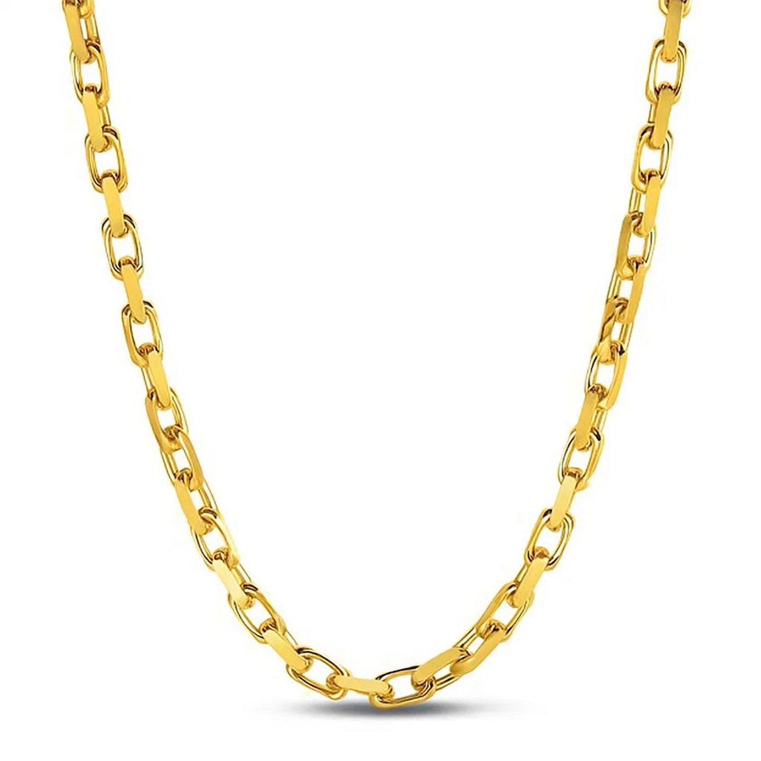 14k Yellow Gold French Cable Link Chain (6.1 mm) in a sleek high-contrast midnight luxury editorial style