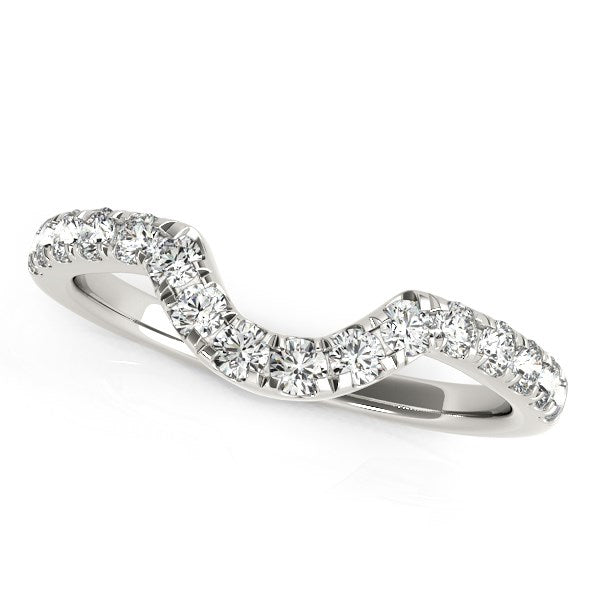 14k White Gold Curved Diamond Wedding Band (3/8 cttw) in a sleek high-contrast midnight luxury editorial style