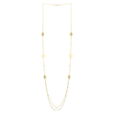 Long Hamsa Necklace in 14K Yellow Gold