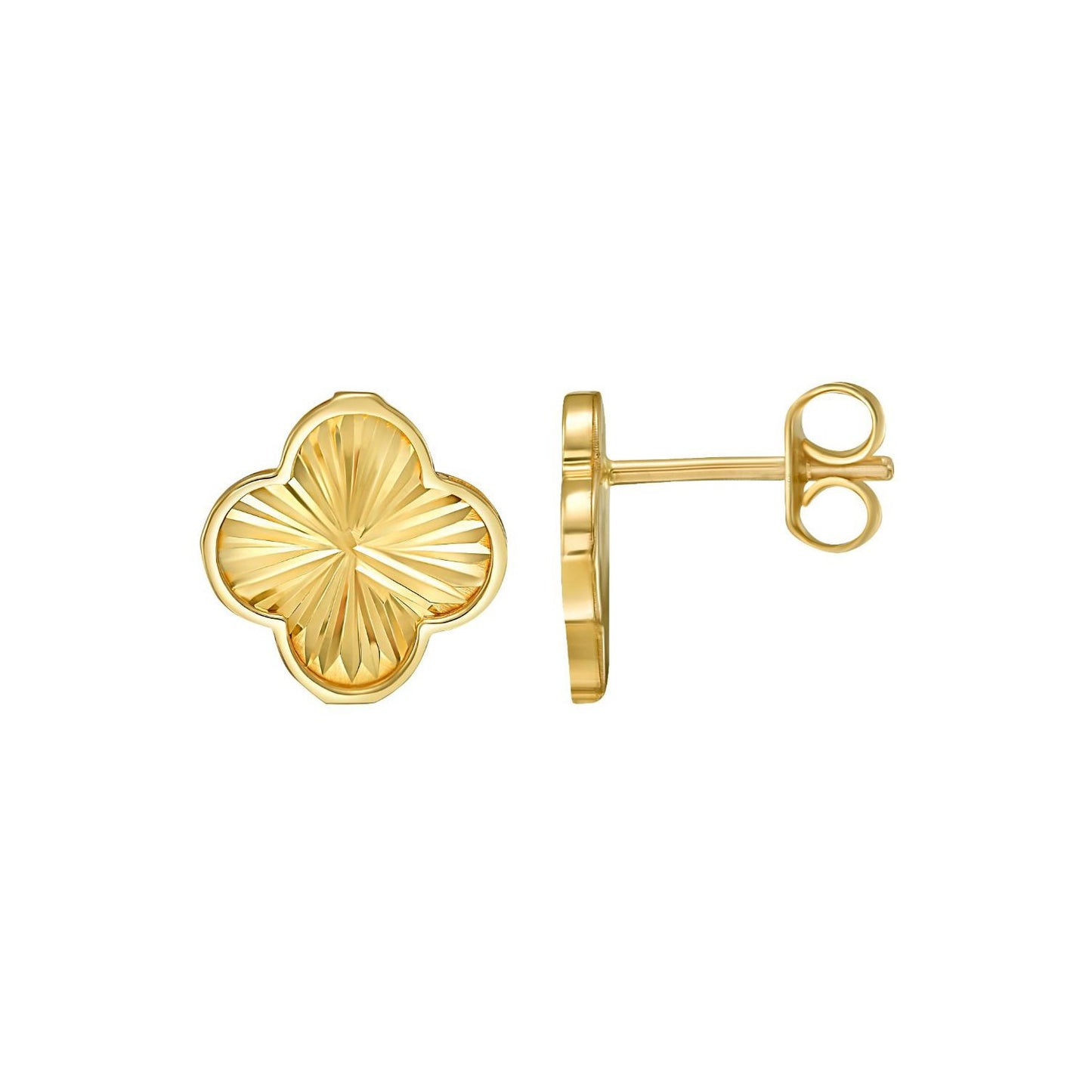 14K Yellow Gold Radiating Clover Earrings
