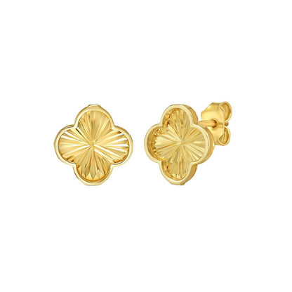 14K Yellow Gold Radiating Clover Earrings