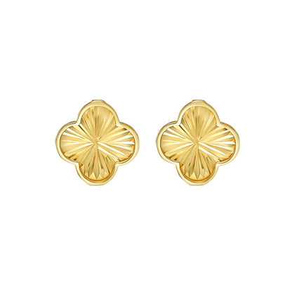14K Yellow Gold Radiating Clover Earrings