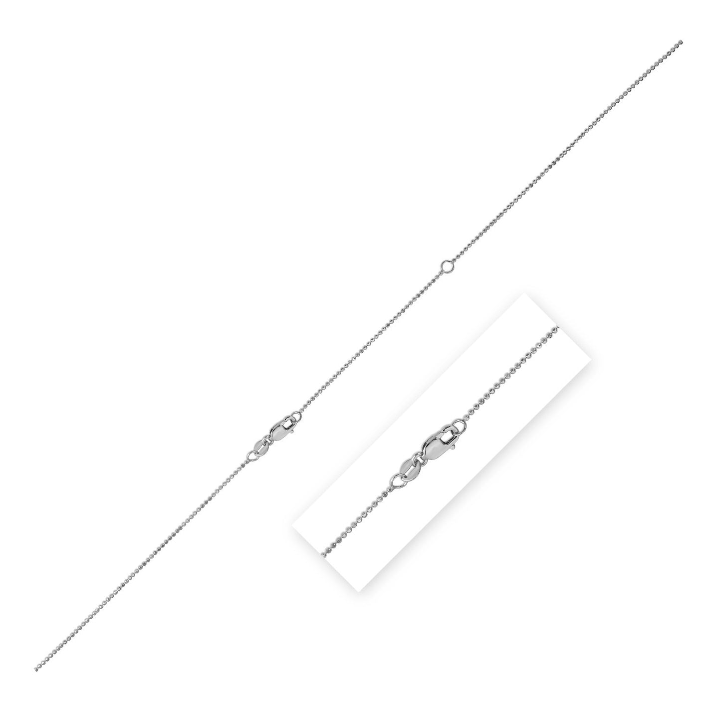 Double Extendable Bead Chain in 14k White Gold (1.00 mm) in a sleek high-contrast midnight luxury editorial style