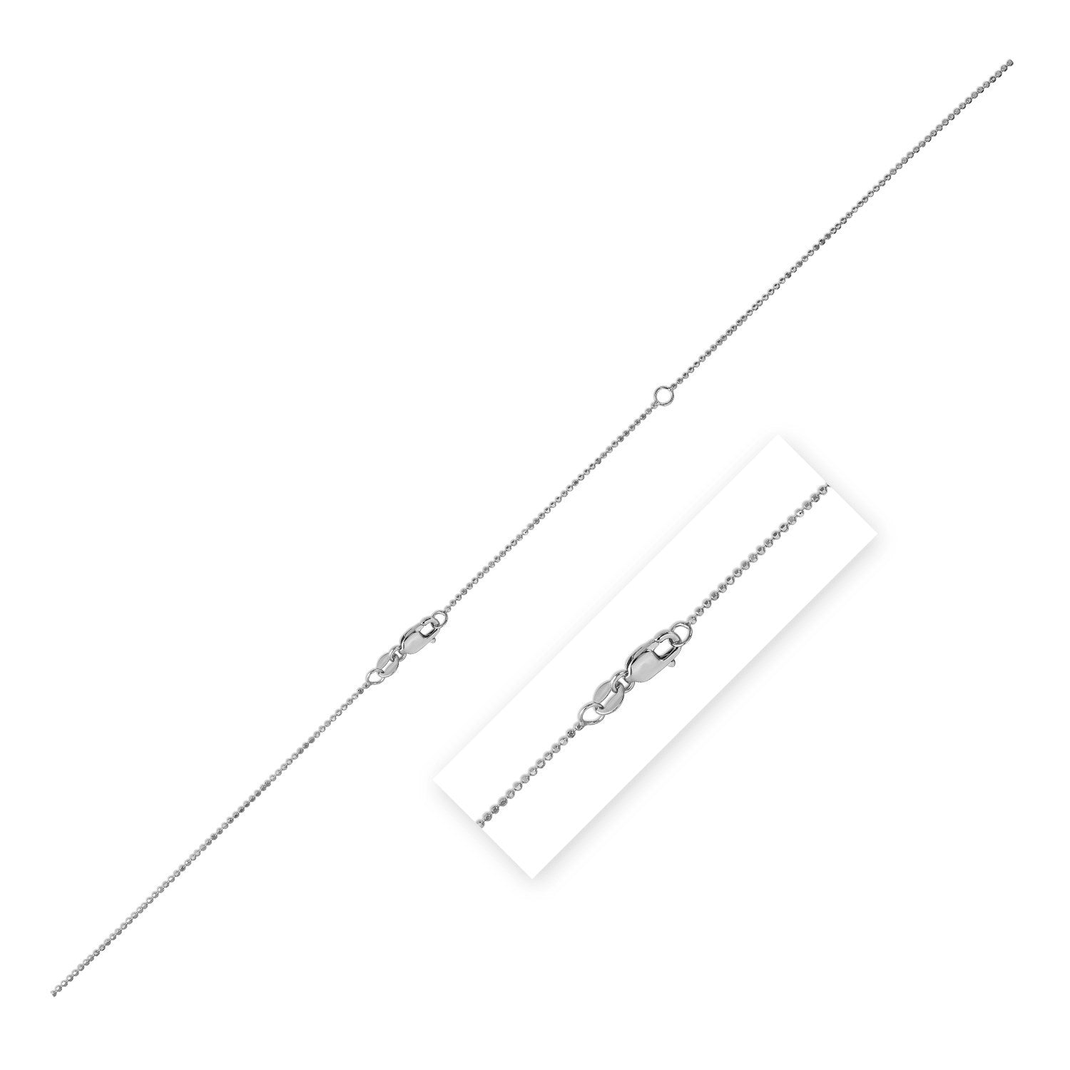 Double Extendable Bead Chain in 14k White Gold (1.00 mm) in a sleek high-contrast midnight luxury editorial style