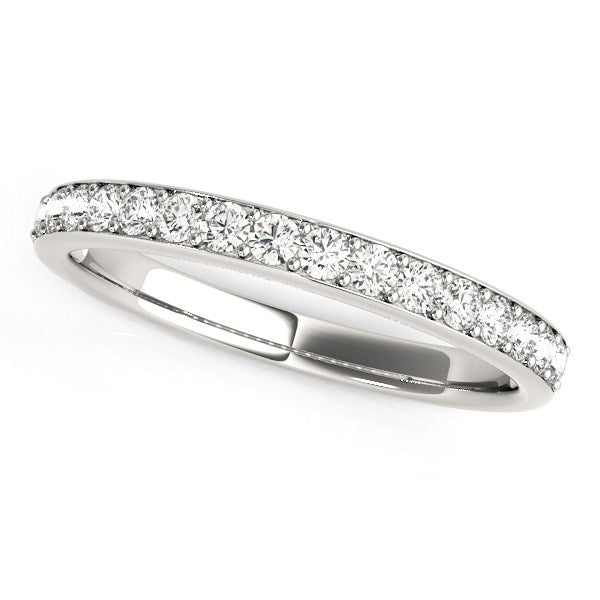 14k White Gold Prong Set Wedding Band with Diamonds (1/3 cttw) in a sleek high-contrast midnight luxury editorial style