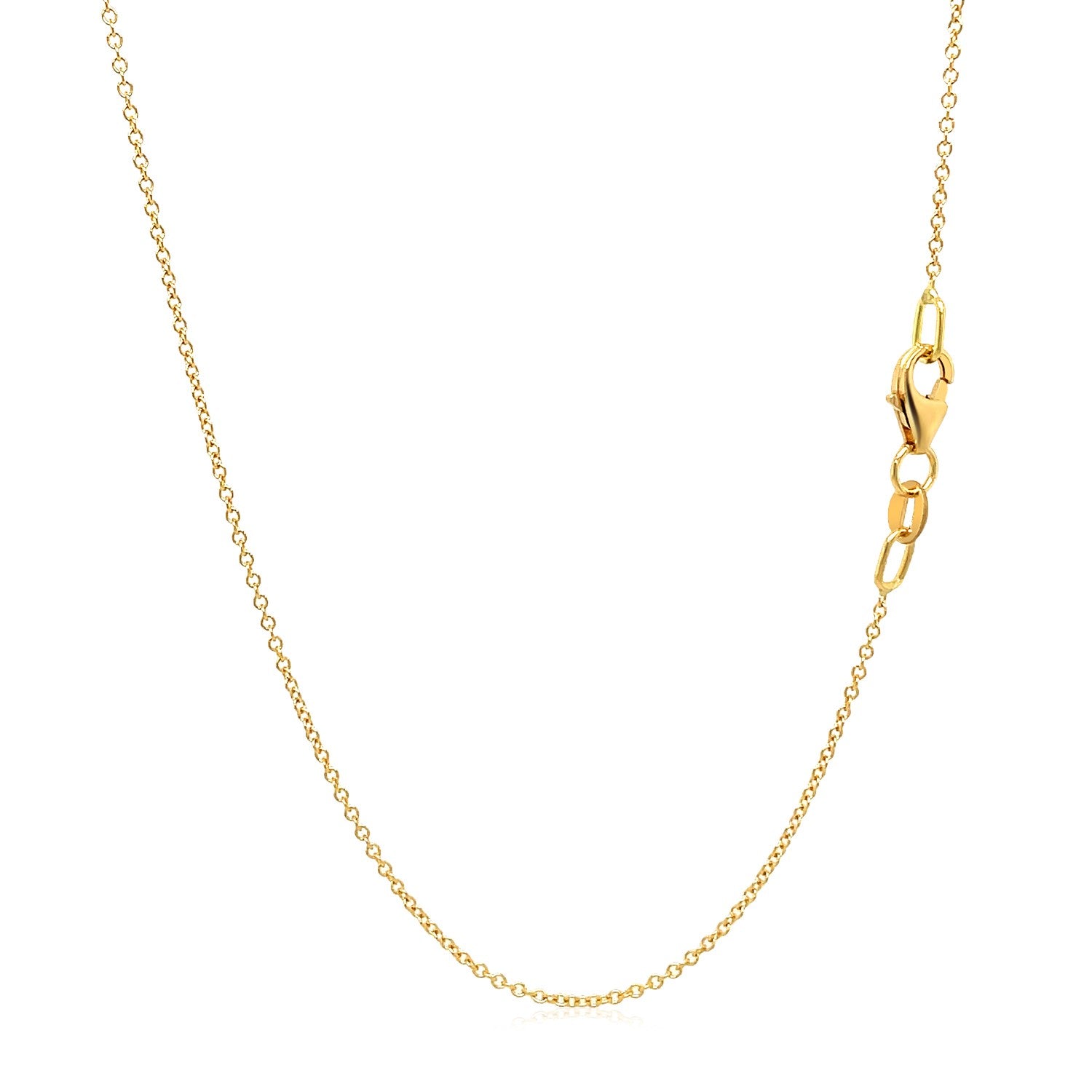 Double Extendable Cable Chain in 14k Yellow Gold (1.00 mm) in a sleek high-contrast midnight luxury editorial style