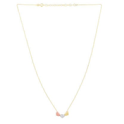 14K Tri Color Gold Triple Heart Necklace