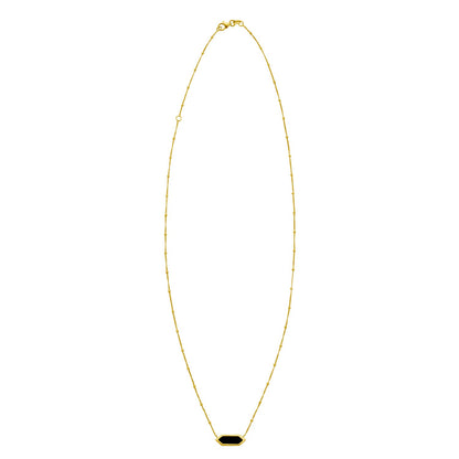 14K Yellow Gold Hexagon Onyx Pendant Necklace