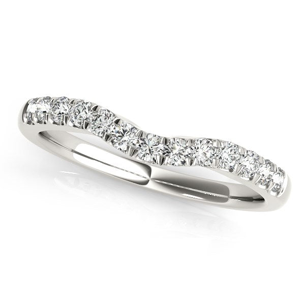 14k White Gold Diamond Curved Design Wedding Band (1/4 cttw) in a sleek high-contrast midnight luxury editorial style