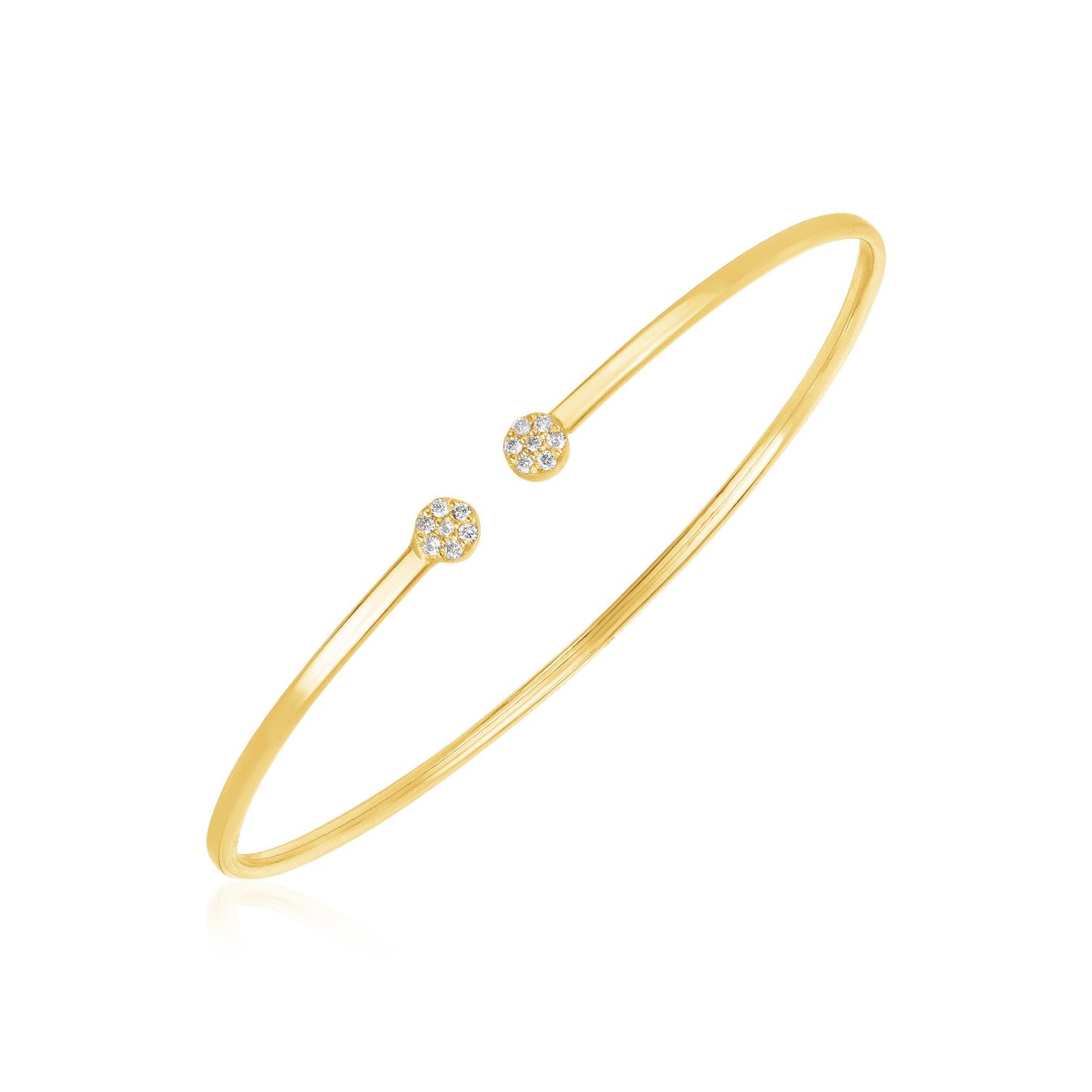 14k Yellow Gold High Polish Diamond Cluster Bangle (2.00 mm) in a sleek high-contrast midnight luxury editorial style