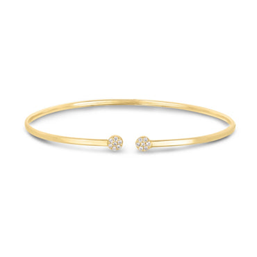 14k Yellow Gold High Polish Diamond Cluster Bangle (2.00 mm)