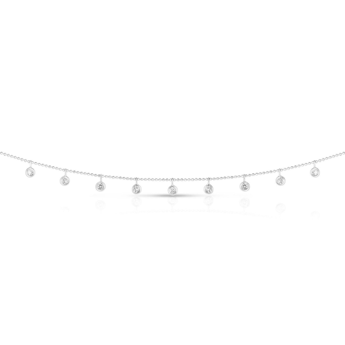 14k White Gold Necklace with Round Diamond Charms - Peelerie