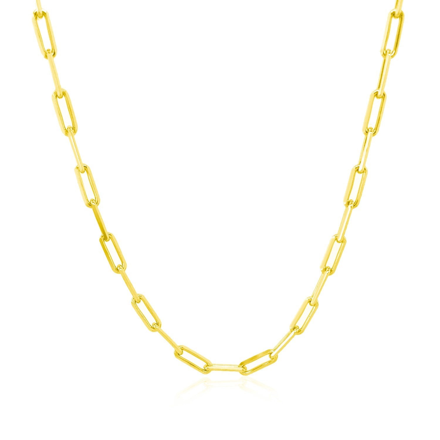 10K Yellow Gold Paperclip Chain (2.50 mm) in a sleek high-contrast midnight luxury editorial style
