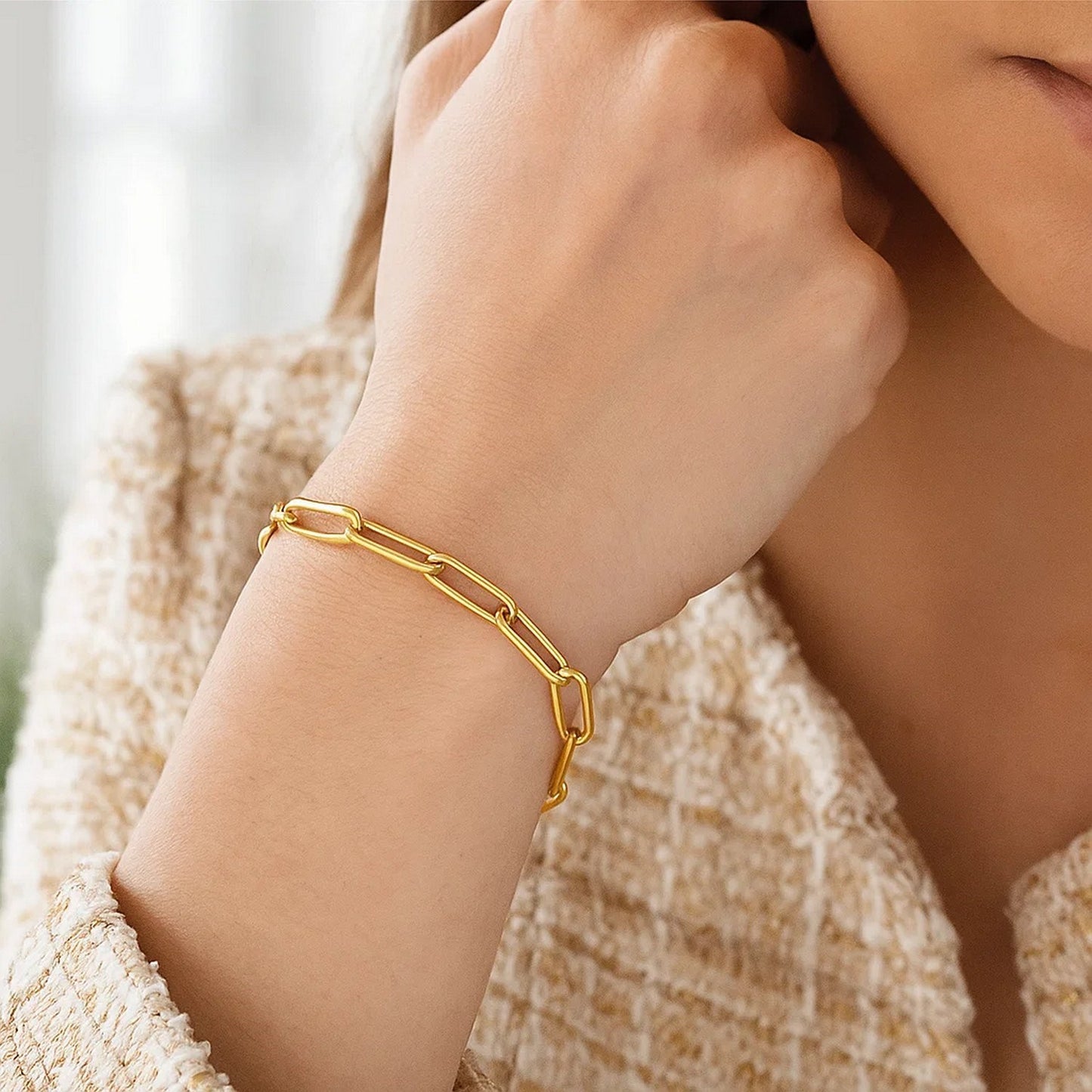 14K Yellow Gold Paperclip Bracelet  (4.00 mm)