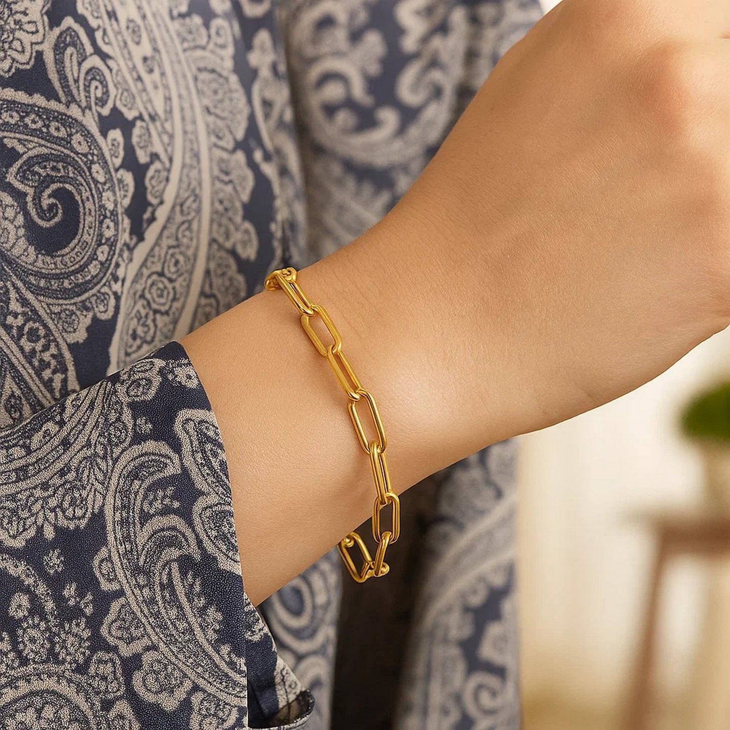 14K Yellow Gold Paperclip Bracelet  (4.00 mm)