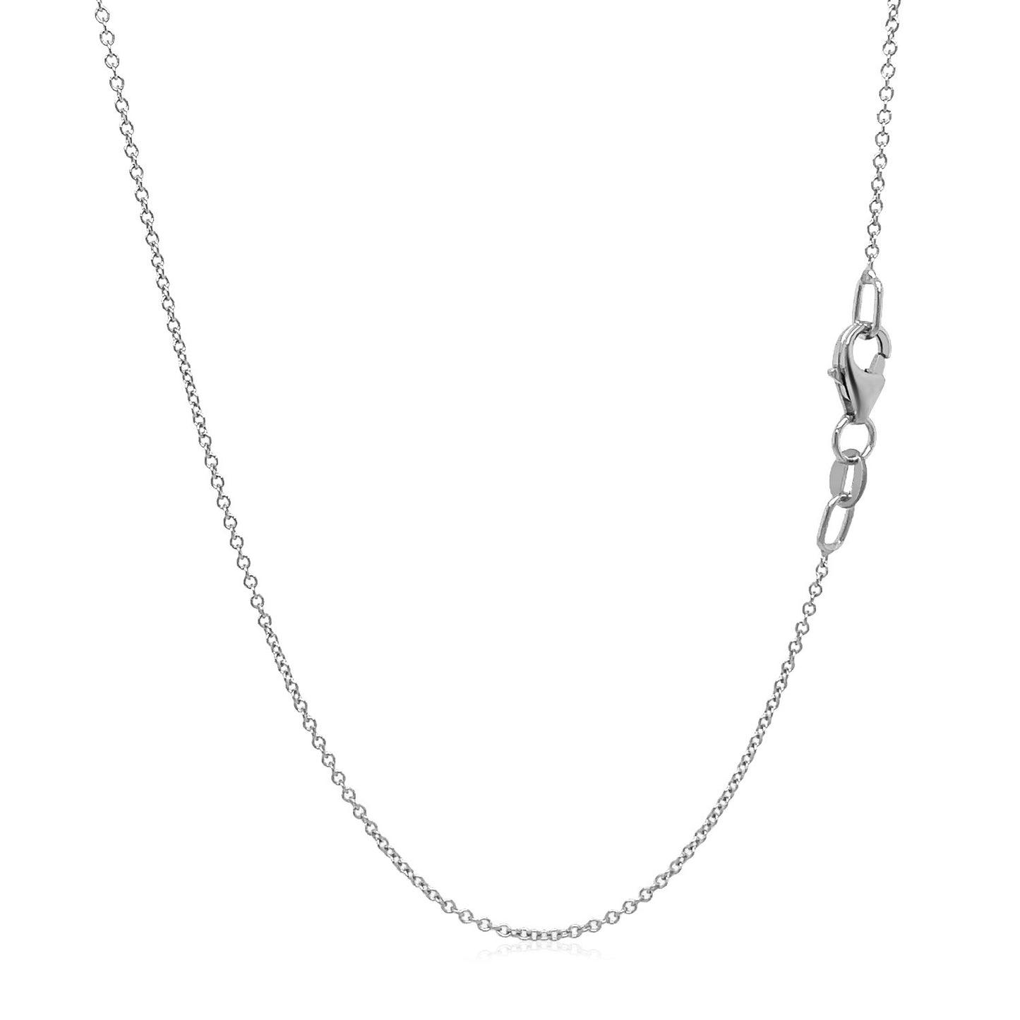 Double Extendable Cable Chain in 14k White Gold (1.00 mm) in a sleek high-contrast midnight luxury editorial style