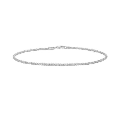 14K White Gold Diamond Cut Sparkle Spring Bracelet (1.70 mm)