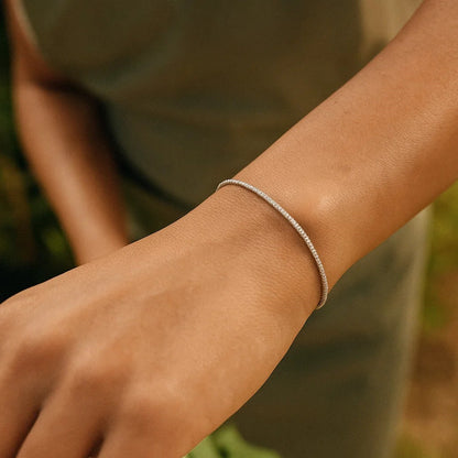 14K White Gold Diamond Cut Sparkle Spring Bracelet (1.70 mm)