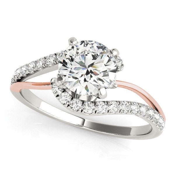 14k White And Rose Gold Bypass Shank Diamond Engagement Ring (1 1/3 cttw) in a sleek high-contrast midnight luxury editorial