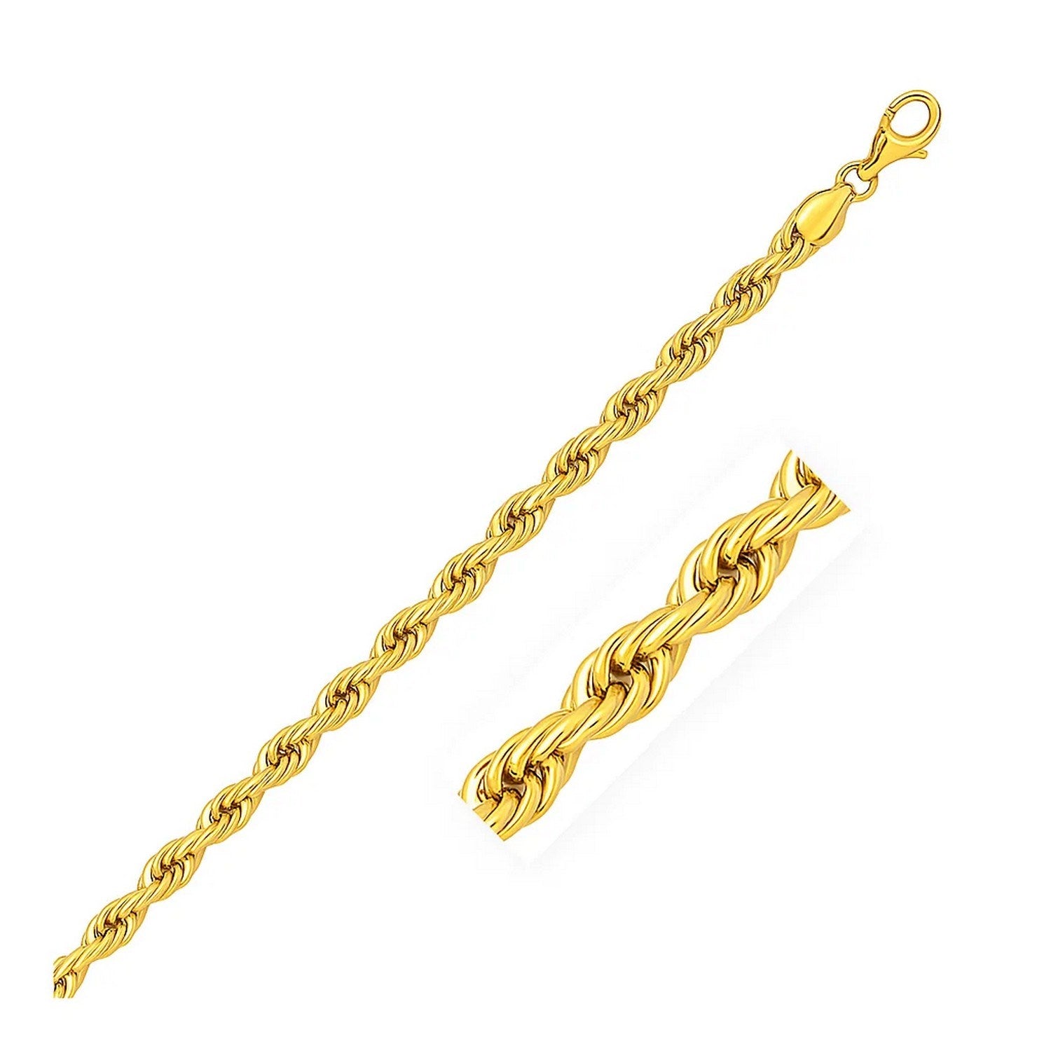 10k Yellow Gold Solid Diamond Cut Rope Bracelet (3.50 mm) in a sleek high-contrast midnight luxury editorial style