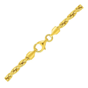 10k Yellow Gold Solid Diamond Cut Rope Bracelet (3.50 mm)