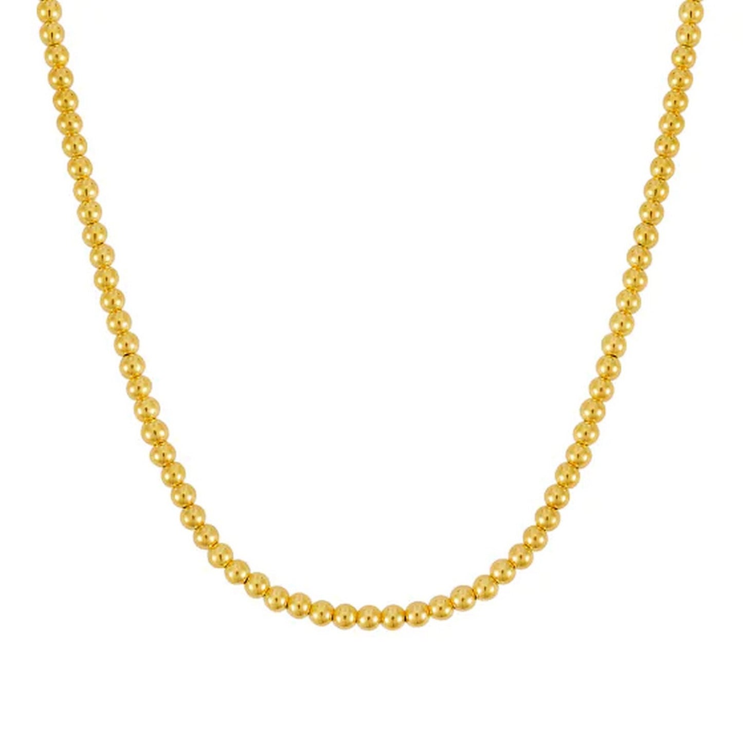 14k Yellow Gold Bead Chain Necklace(4mm) in a sleek high-contrast midnight luxury editorial style