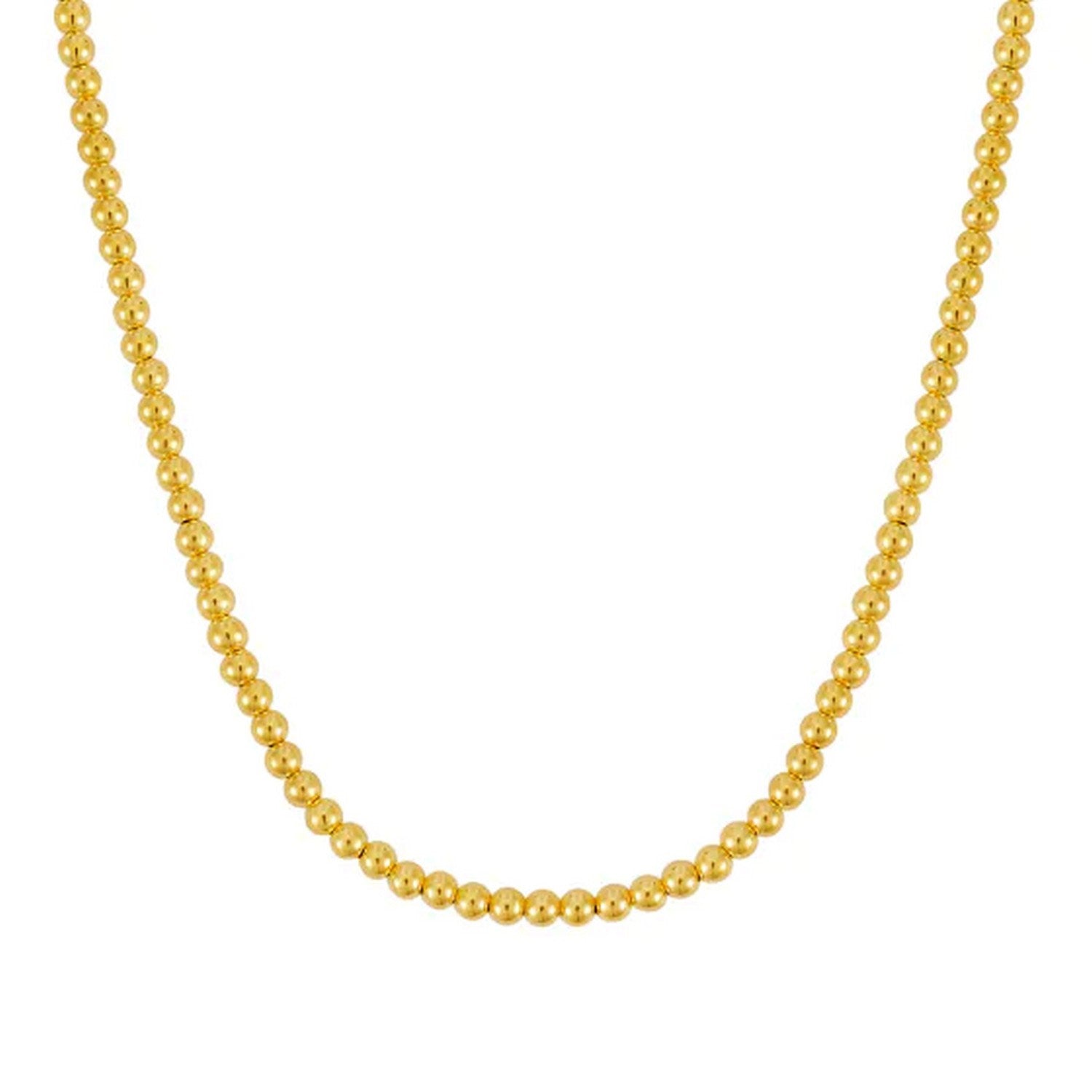14k Yellow Gold Bead Chain Necklace(4mm) in a sleek high-contrast midnight luxury editorial style
