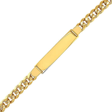 14k Yellow Gold Mens ID Cuban Chain Bracelet (8.00 mm)