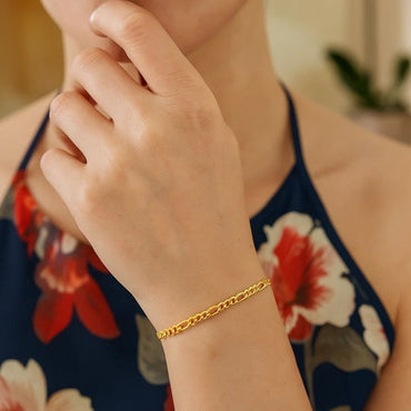 10k Yellow Gold Link Figaro Bracelet (2.60 mm) - Peelerie