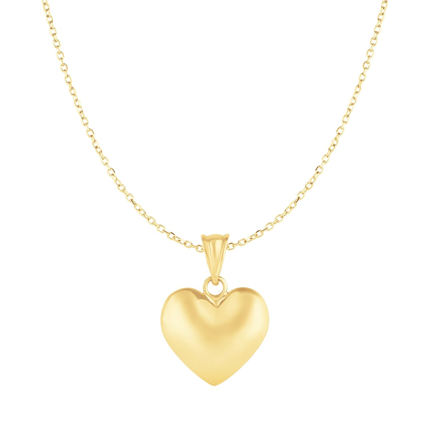 Puffed Heart Pendant in 10k Yellow Gold in a sleek high-contrast midnight luxury editorial style
