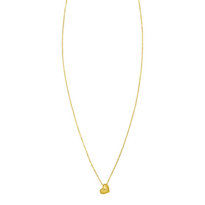 14K Yellow Gold Puffed Mini Heart Pendant Necklace