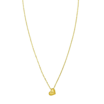 14K Yellow Gold Puffed Mini Heart Pendant Necklace