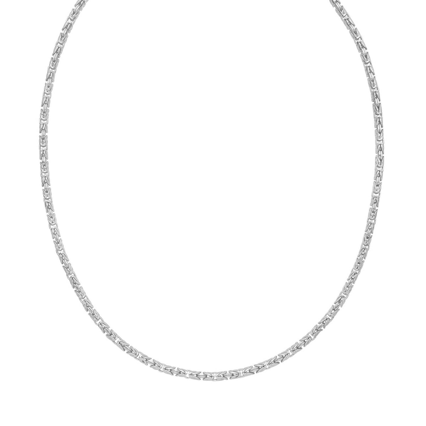 Sterling Silver Rhodium Plated Solid Round Byzantine Chain (3.20 mm)