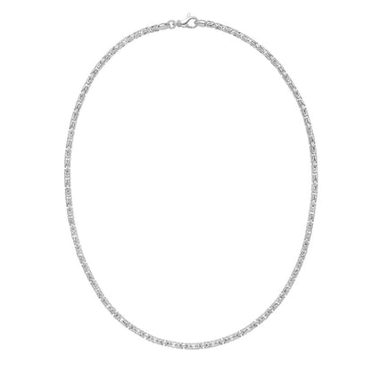 Sterling Silver Rhodium Plated Solid Round Byzantine Chain (3.20 mm)
