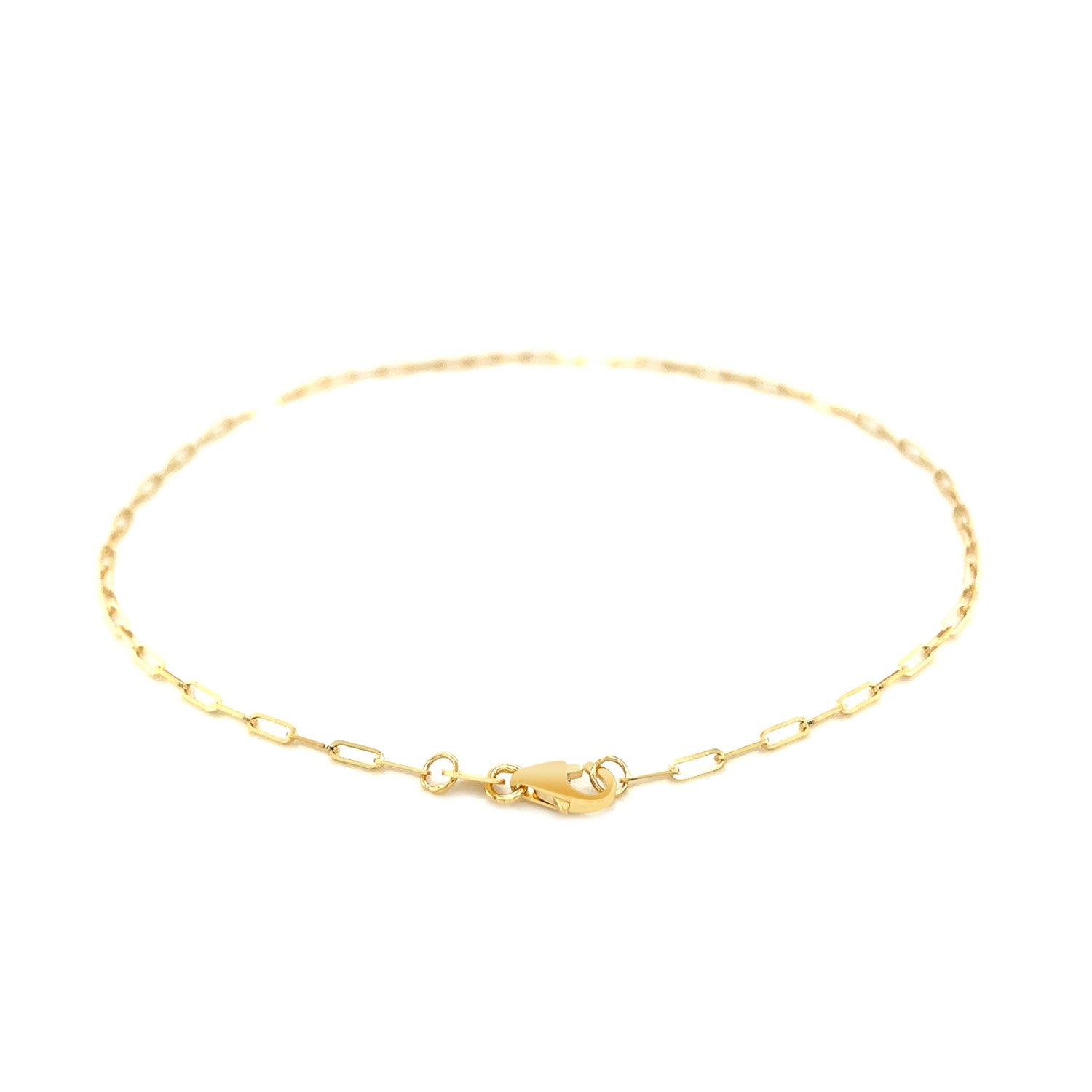 14K Yellow Gold Fine Paperclip Anklet (1.5mm) - Peelerie