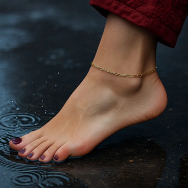 14K Yellow Gold Fine Paperclip Anklet (1.5mm) - Peelerie