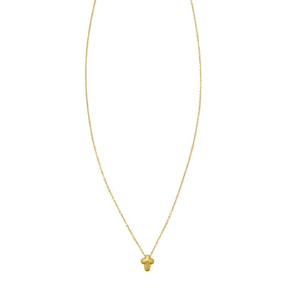 14K Yellow Gold Puffed Mini Cross Pendant Necklace