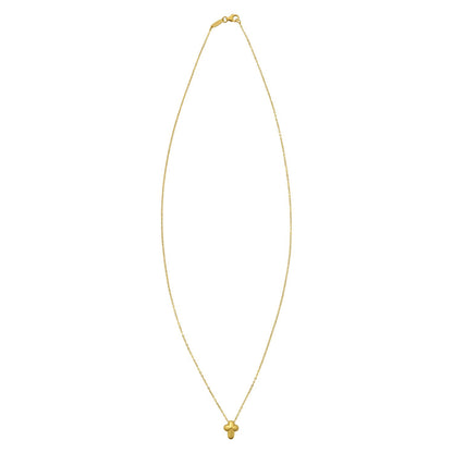14K Yellow Gold Puffed Mini Cross Pendant Necklace