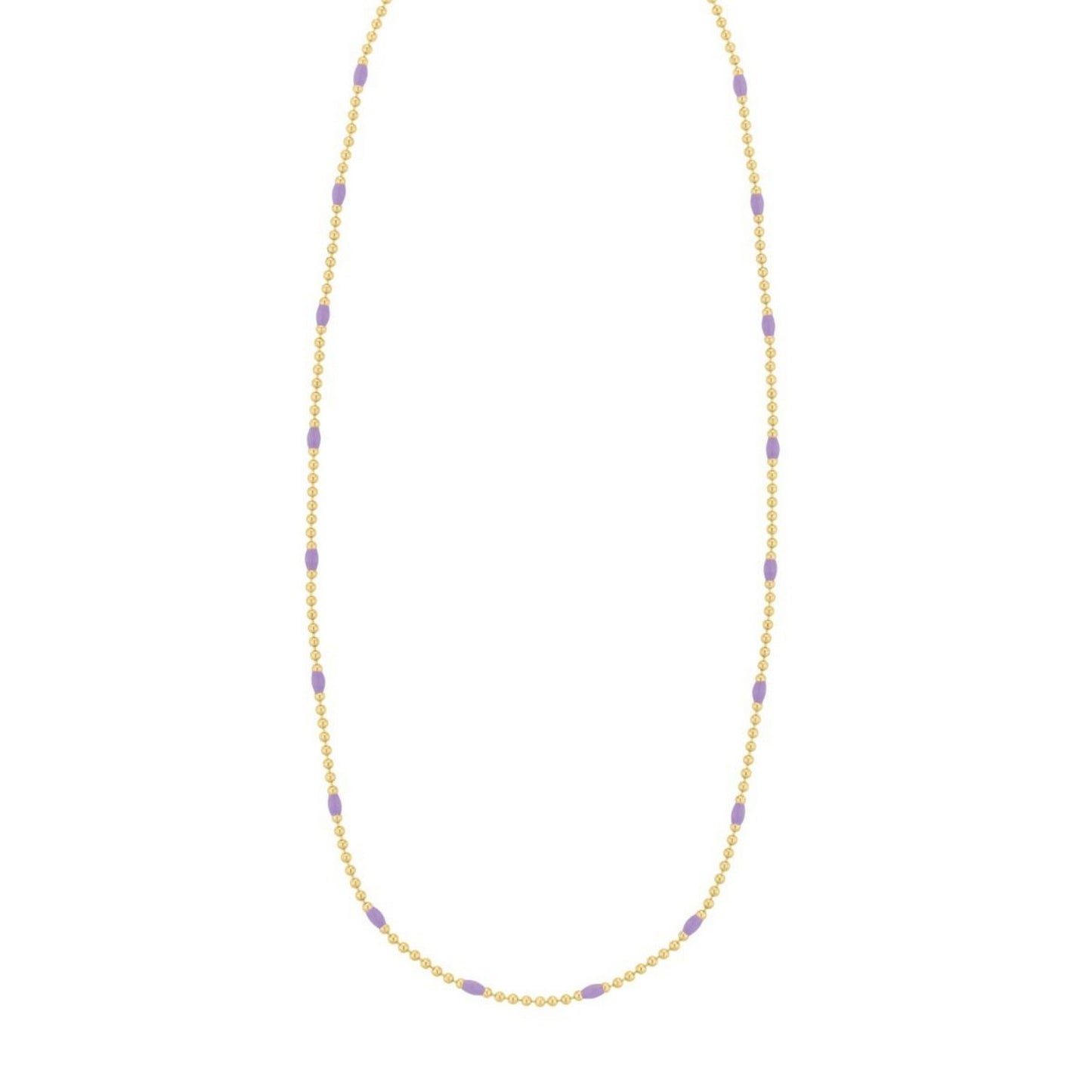Sterling Silver Gold Plated Purple Enamel Beaded Necklace