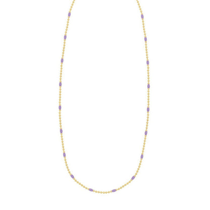 Sterling Silver Gold Plated Purple Enamel Beaded Necklace