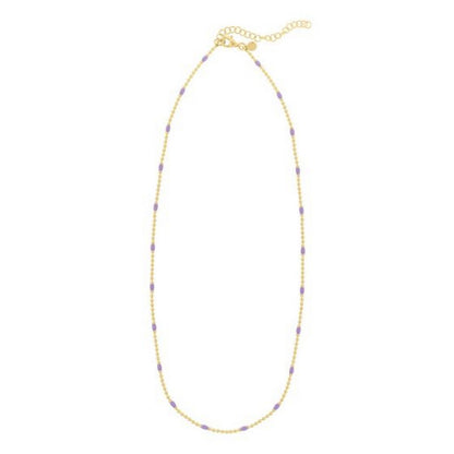 Sterling Silver Gold Plated Purple Enamel Beaded Necklace