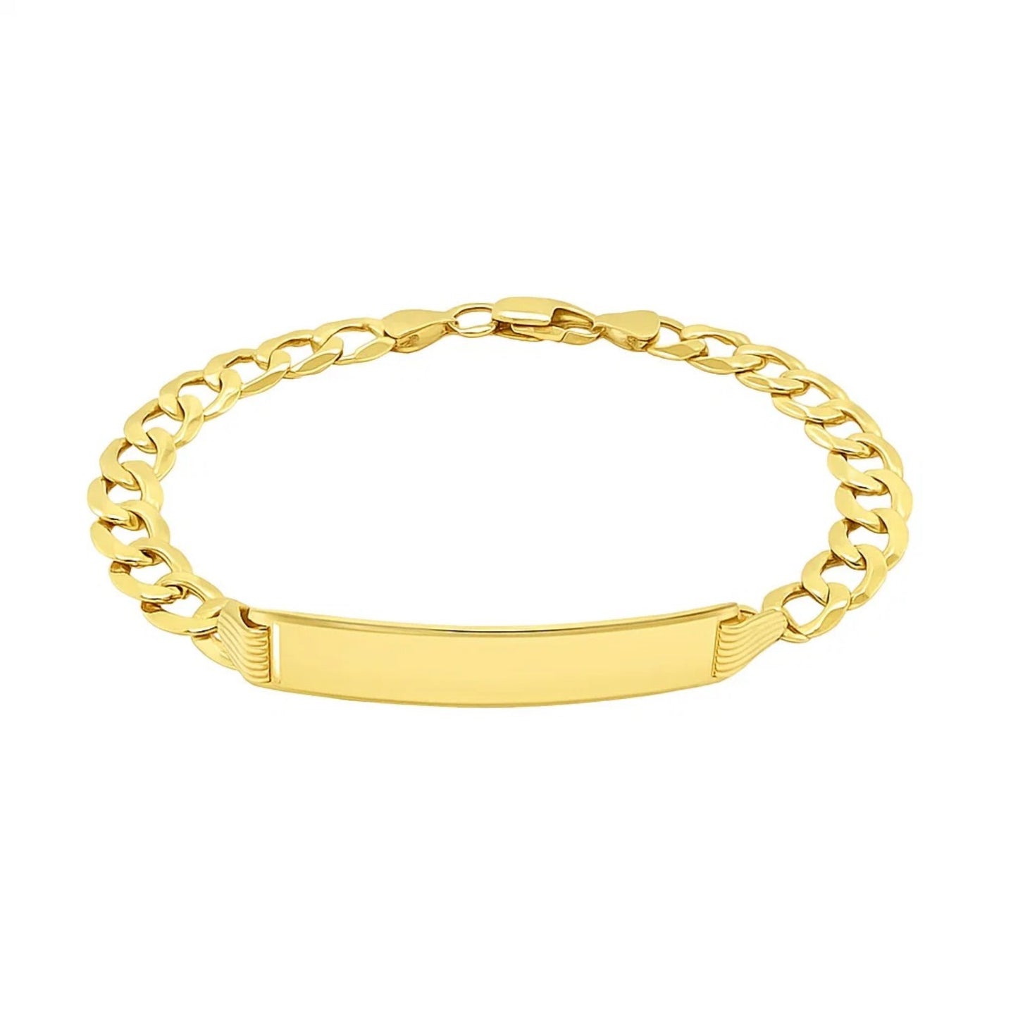 14k Yellow Gold 8 1/2 inch Mens Curb Chain ID Bracelet (8.30 mm)