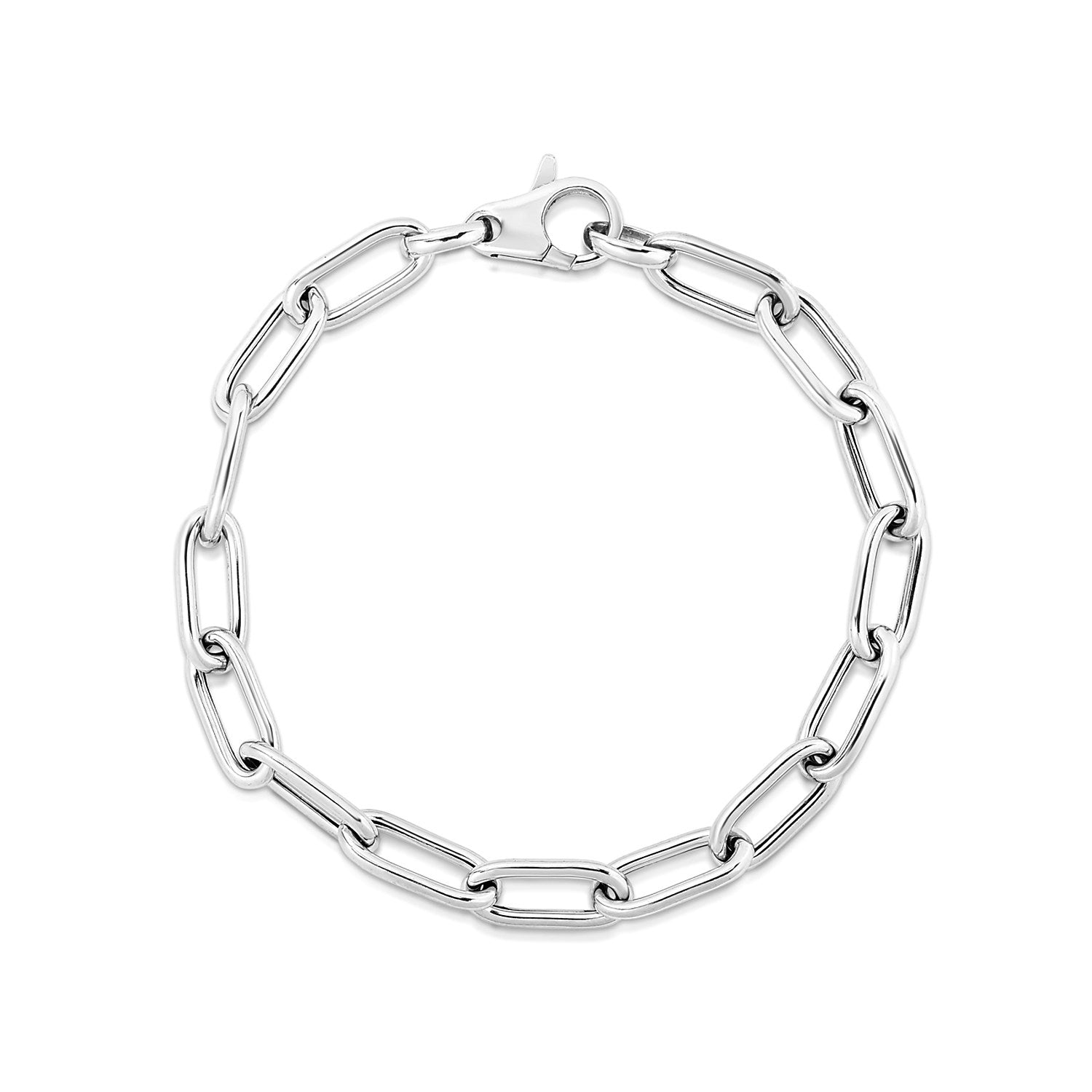 Sterling Silver Wide Paperclip Chain Bracelet (6.50 mm) - Peelerie