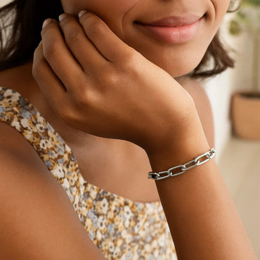 Sterling Silver Wide Paperclip Chain Bracelet (6.50 mm) - Peelerie