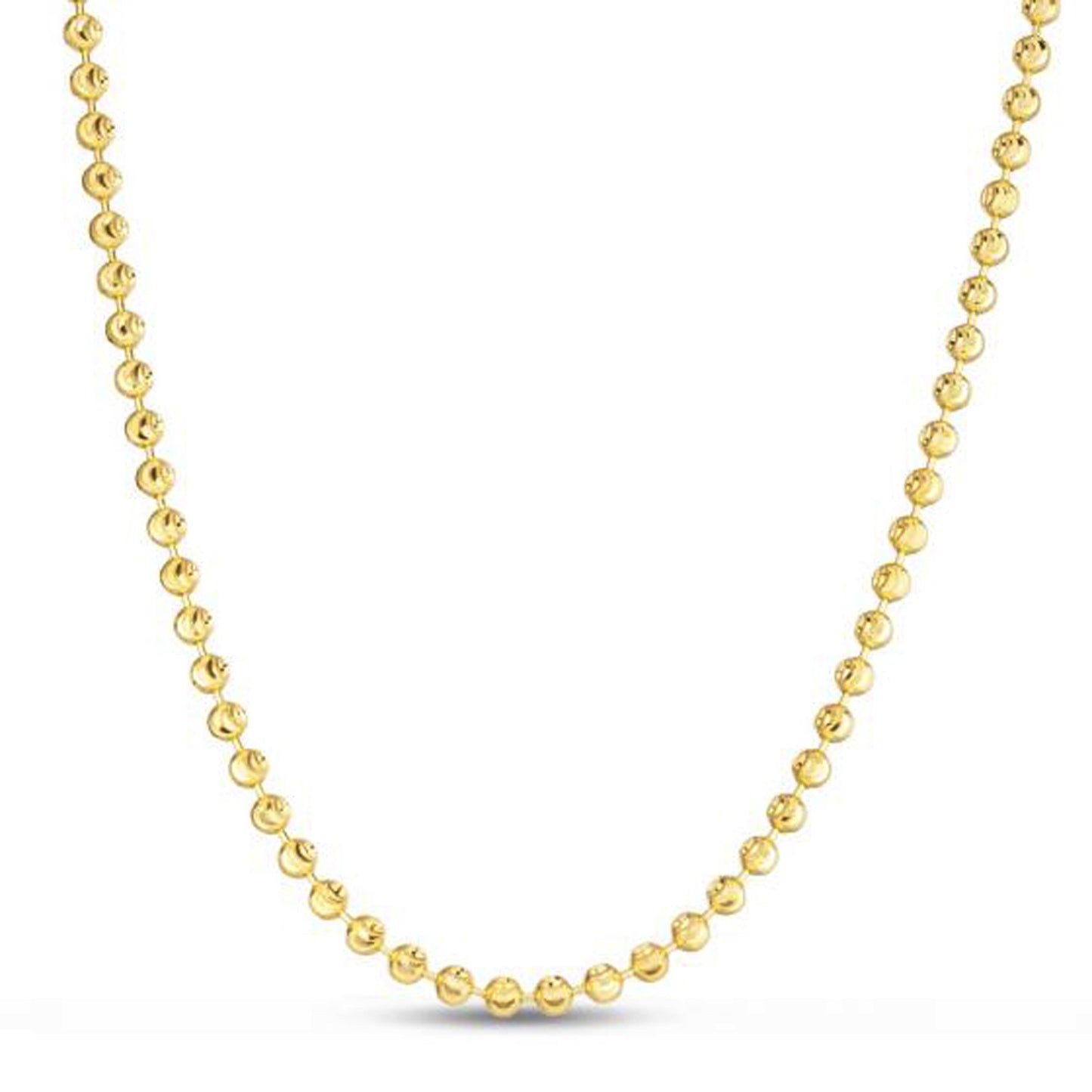 Moon Cut Bead Chain in 14k Yellow Gold (4.00 mm) in a sleek high-contrast midnight luxury editorial style