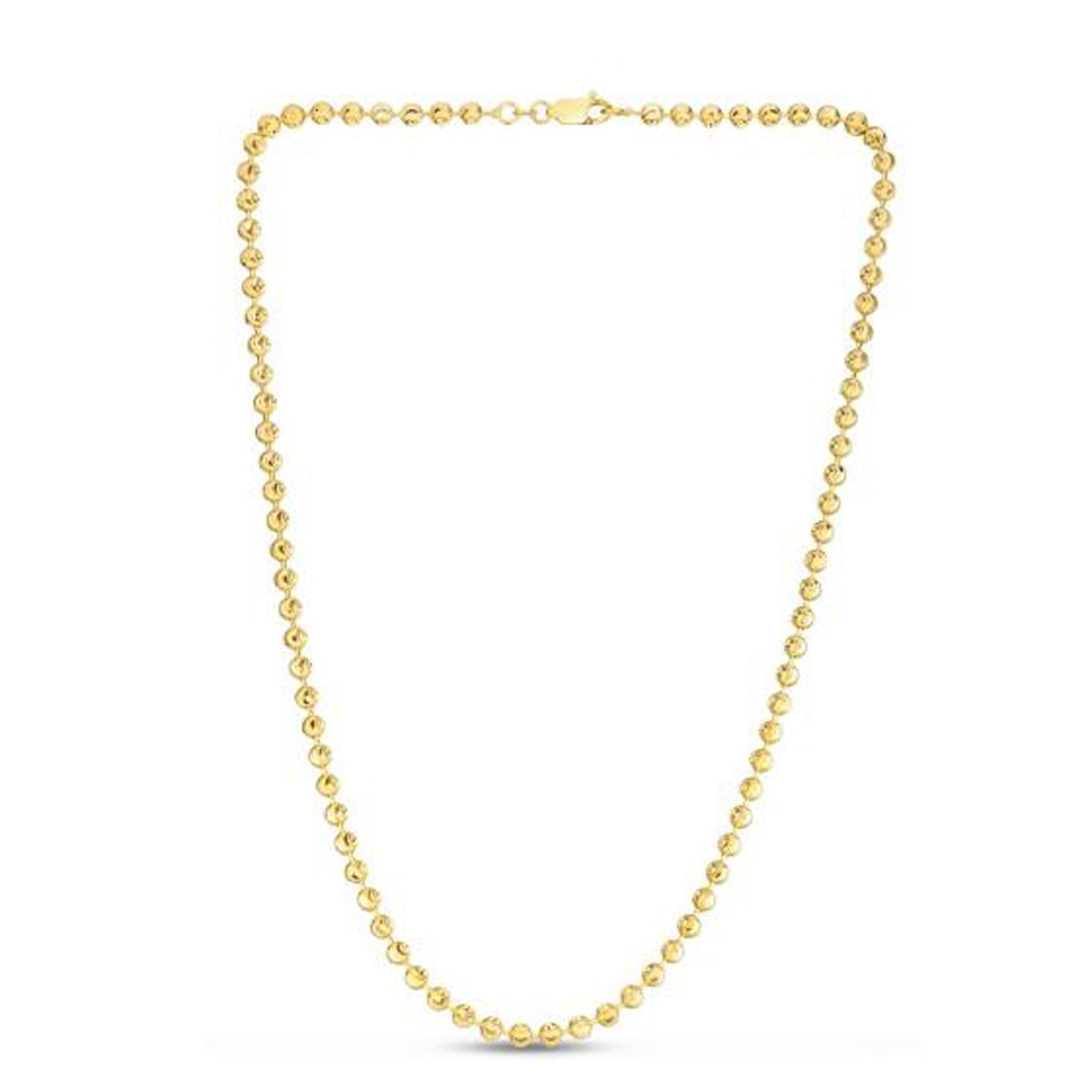Moon Cut Bead Chain in 14k Yellow Gold (4.00 mm) in a sleek high-contrast midnight luxury editorial style